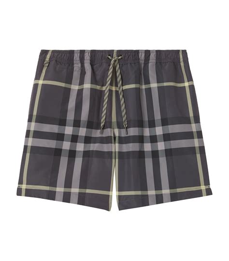 Shop Burberry Checker Swim Shorts 